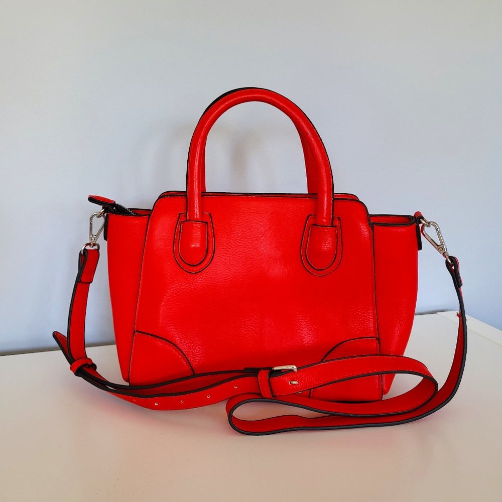 Parfois Red Vegan Faux Leather Medium Cross Body Bag, Tote Handles, GUC - Picture 2 of 12